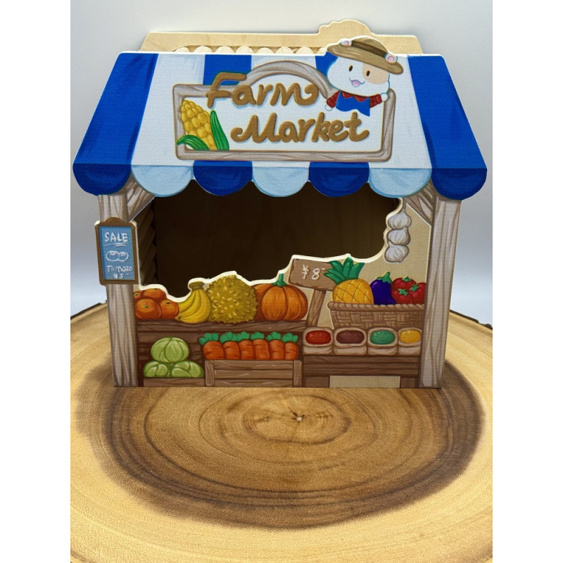 Wooden Farmers Market Hideaway For Hamster, Mice | Cozy Small Pet Shelter