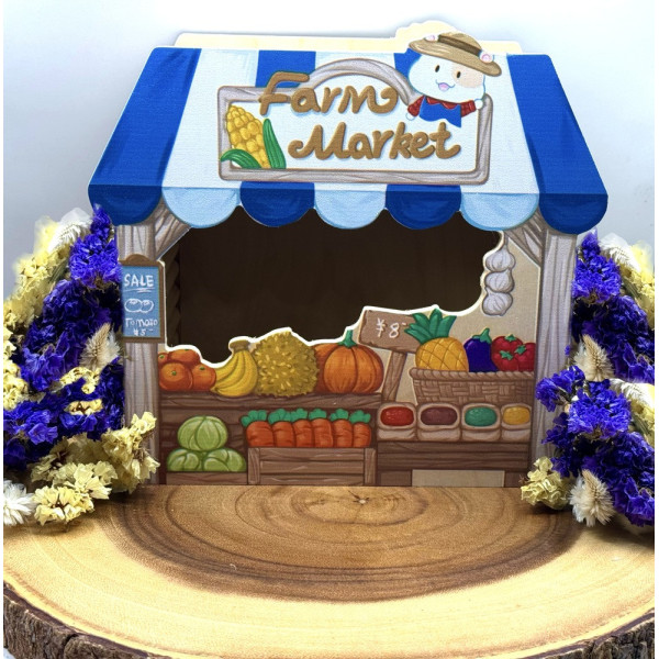 Wooden Farmers Market Hideaway For Hamster, Mice | Cozy Small Pet Shelter