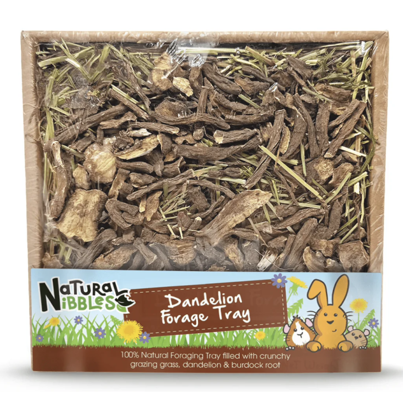 Natural Nibbles Dandelion Forage Tray 70g | High-Fiber Foraging Treat for Small Pets