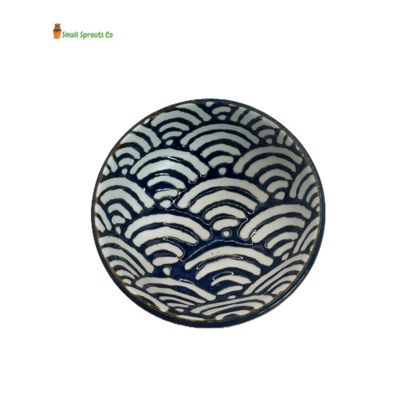 Blue circle ceramic food water bowl 2