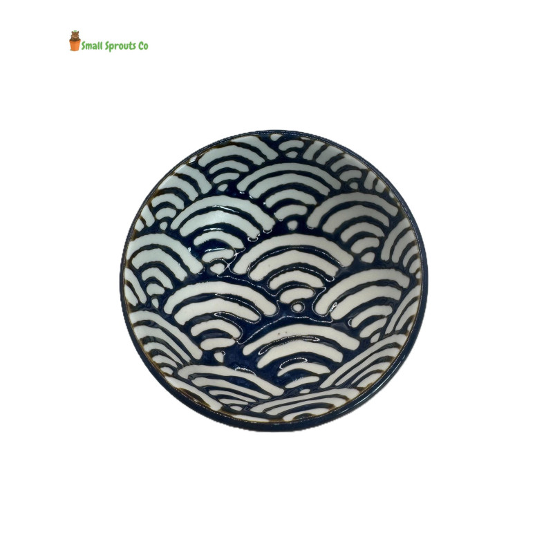 Blue Circle Ceramic Food Water Bowl