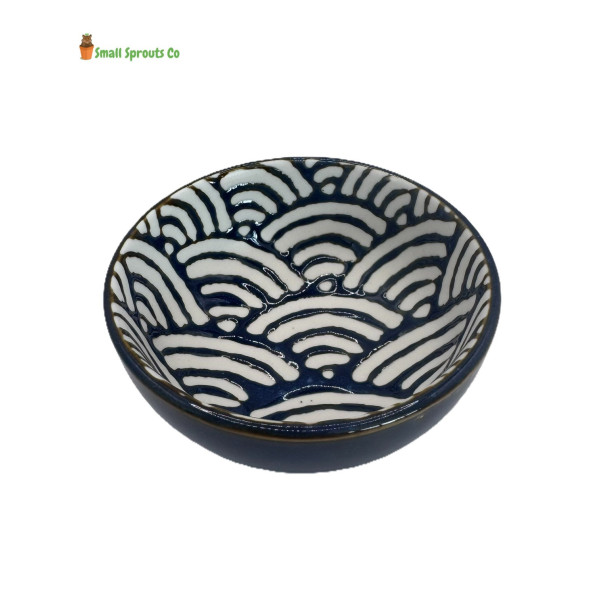 Blue circle ceramic food water bowl