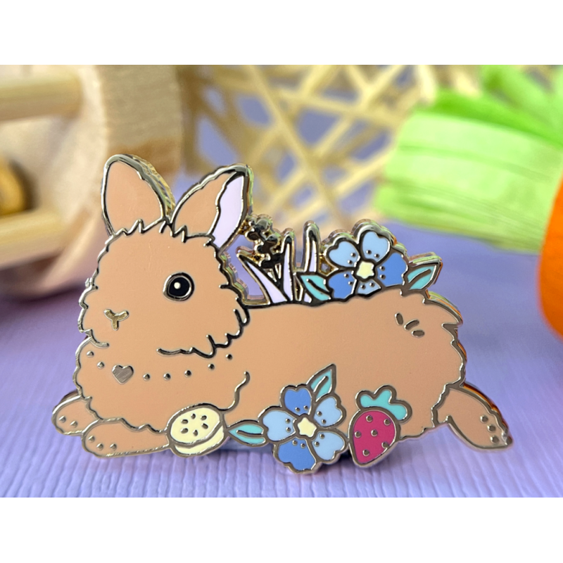 Lionhead rabbit pin badge