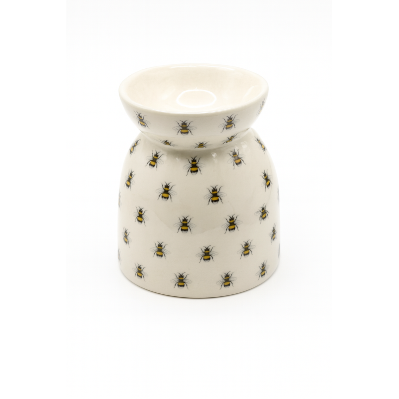 Ceramic Bee Pattern Hideaway – White | Cozy Small Pet Shelter