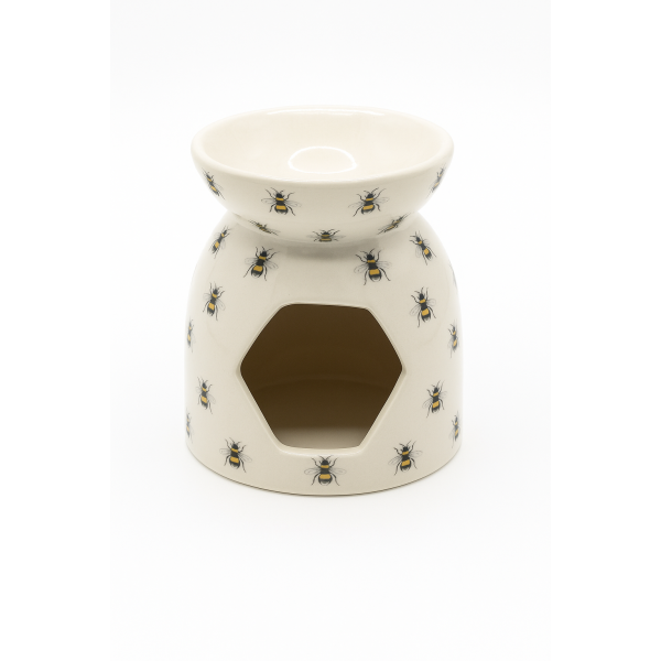 Ceramic Bee Pattern Hideaway – White | Cozy Small Pet Shelter