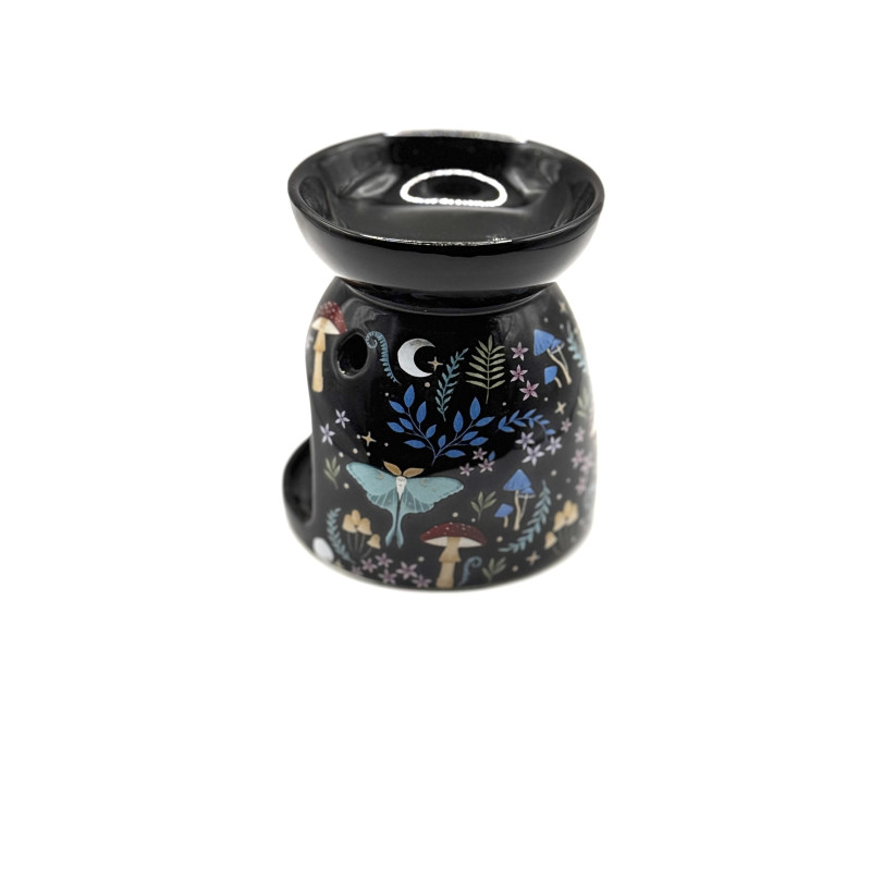 Ceramic Dark Forest Pattern Hideaway – Black | Cozy Small Pet Shelter