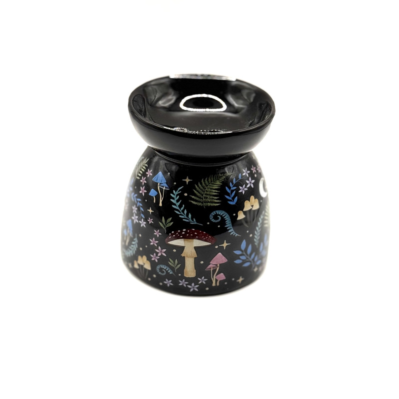 Ceramic Dark Forest Pattern Hideaway – Black | Cozy Small Pet Shelter