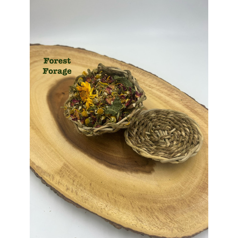 Throwable Forage Chew Basket for Small Pets | Pre-Stuffed Natural Enrichment